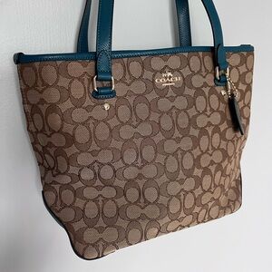 Coach Signature Turquoise Shoulder Tote